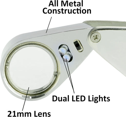 Loupe-LED Illuminated Jewelers Eye Loupe 20x, 21mm with Kare and Kind Retail Package(20x21mm)...
