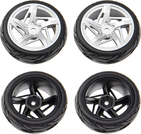 5-Spoke 12mm Hex Hub Wheel Rims & Rubber Tires Compatible with HSP Tamiya HPI Kyosho 1/10 On-Road Touring Car,WLtoys 1/14 144001 Traxxas 1/16 Slas...