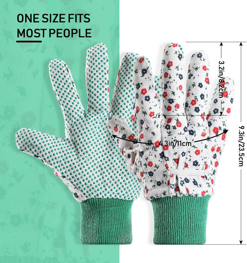 Geiserailie 4 Pairs Garden Gloves Floral Gardening Gloves with Soft PVC Dots Gloves Women Working Yard Gloves for Yard Cleaning, Fishing, Gardenin...