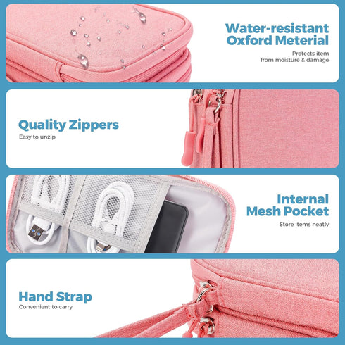ProCase Electronics Organizer Travel Case, Portable Tech Cable Organizer Bag, Charger Organizer Case Pouch for Travel Accessories, Electronics, Po...