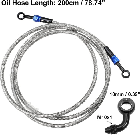 X AUTOHAUX Brake Hose AN3 28 90 Degree M10 Motorcycle Hydraulic Brake Line Oil Hose Pipe Fitting for ATV Motorcycle Motocross Racing Bike 200cm Si...