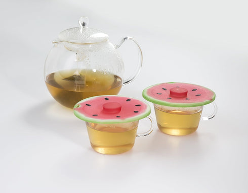 Charles Viancin - Set of 2 Watermelon 4” Silicone Drink Covers - Airtight Seal on Any Smooth-Rimmed Glass, Keep Drinks Cool or Hot - BPA-Free - Ov...