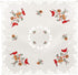 Embroidered Christmas Red Cardinals and Pine Cones on Ivory Table Topper, Small Tablecloth (33 Inch Square)...