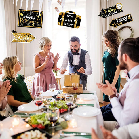 20 Pieces Retirement Party Decorations Happy Retirement banner Sign outdoor Retired Yard Directional Sign Supplies, 10 Styles(Black, Gold, White)...