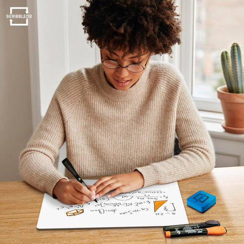 Scribbledo White Board Dry Erase Board 11"x14” Mini Double Sided Personal Whiteboard Board Dry Erase Lapboard Handheld Personal White Boards for S...
