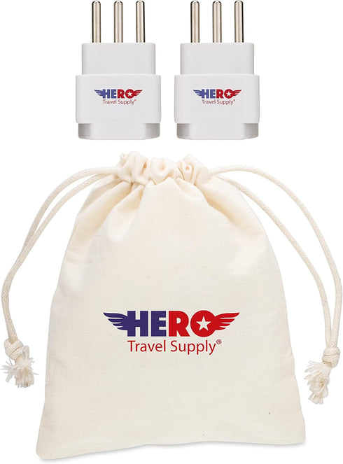 Hero Premium US to Italy Power Adapter Plug (Type L, Pack of 3, Grounded)...