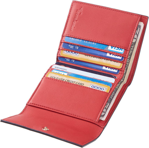 Travelambo RFID Blocking Small Mini Compact Wallet Coin Pouch Holder Trifold Credit Card Holder Pocket Purse for Women (Napa Red)...