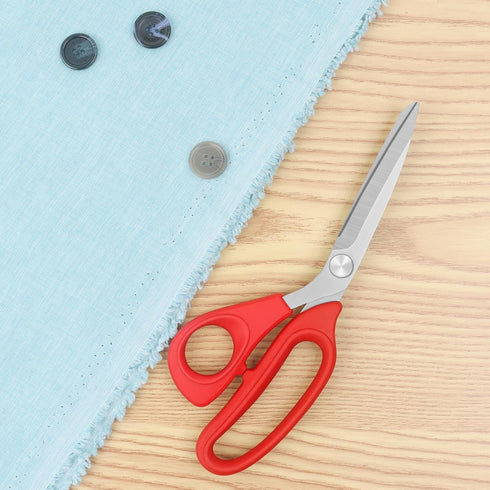 Left Handed Fabric Scissors for Cutting Fabric, Clothing, Textiles, Leather, 22cm Tailor's Scissors, Red...