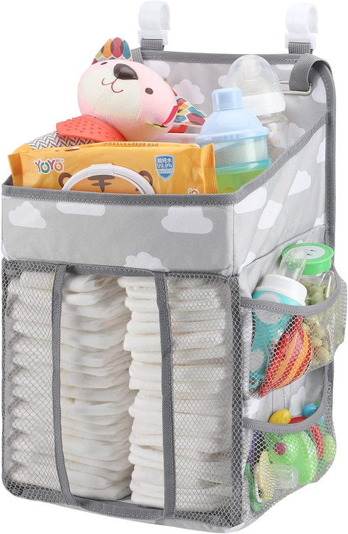 Accmor Hanging Baby Diaper Caddy Organizer, Diaper Stacker, Baby Crib Hanging Classified Storage Bag Organizer for Changing Table, Crib, Playard o...