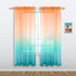 Orange and Green Curtains 63 Inch Length for Bedroom Decor Set 1 Panel Pocket Window Sheer Drape Semi Transparent Sea Turquoise Ombre Sunset Curta...