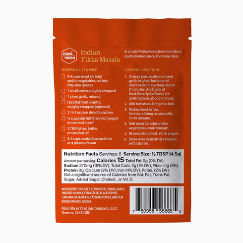 MASI MASA Indian Tikka Masala Spice Blend (3 pack), Curry Seasoning for Simmer Sauce, Marinade or Rub, 12 Spice Mix, Vegan, No Gluten, Soy, Dairy,...