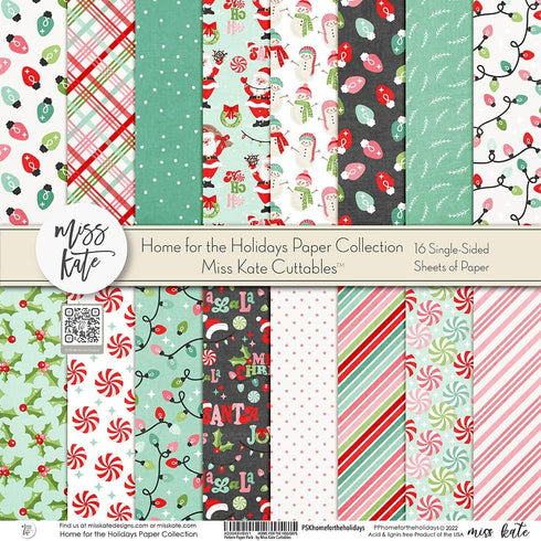 Pattern Paper Pack - Home for the Holidays - for Christmas Eve Santa Claus - 16 Single-Sided 12x12 Papers with 16 Designs - Scrapbooking Card Maki...