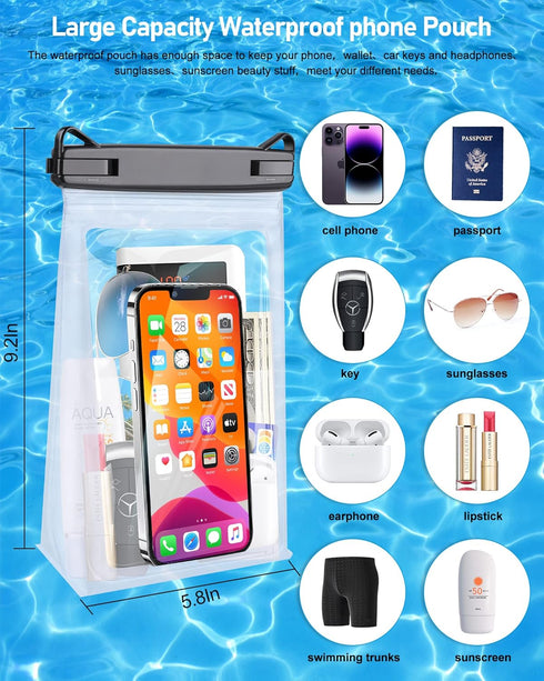 Large Waterproof Phone Pouch, Floating Dry Bag for iPhone 14 13 12 Pro Max Galaxy S22 S21 Large Capacity Waterproof Bag Sunscreen Glasses Storage ...