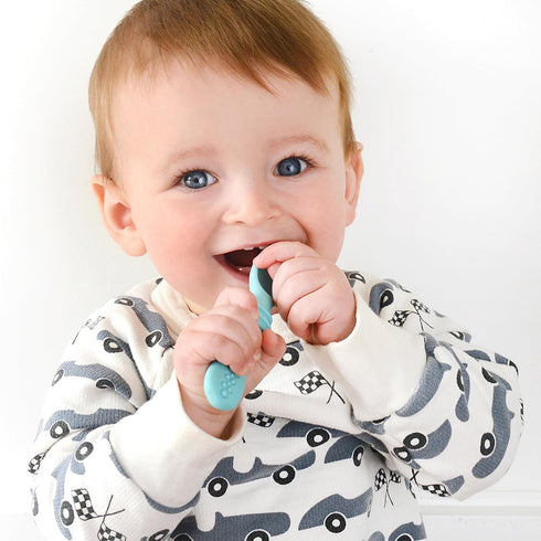 Silicone Chew Spoon Set for Babies and Toddlers - Safety Tested - BPA Free - Microwave, Dishwasher and Freezer Safe - Earth Shades...