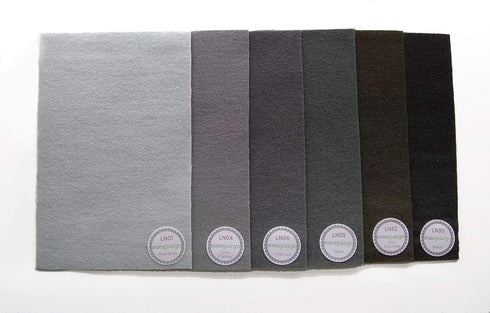 Sue Spargo 1/64 Cuts of Merino Wool Fabric, Pack of Six Colors - Greys...