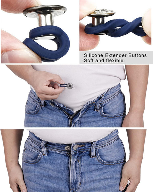 Pants Button Extender Shirt Collar Extenders: 8 Pcs Jeans Waist Silicone Button for Mens and Women - 6 Neck Extenders Dress Shirts...