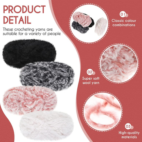 8 Pieces Skeins Soft Fur Yarn Chunky Yarn Super Soft Fuzzy Fluffy Yarn Faux Eyelash Yarn Cream Fur Yarn for DIY Crochet Knit Clothes Knitting Proj...