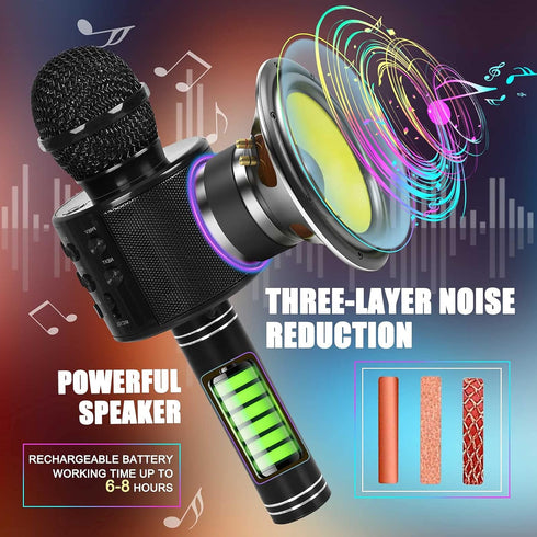 Toys for Kids Age 3 4 5 6 7 8 9 10, Karaoke Microphone with Bluetooth Singing Toys for Girls Birthday Gifts for 9 10 11 12 Year Old Kids Stocking ...