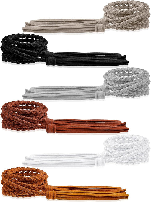 Geyoga 6 Pieces Women's Waist Belt Braided Woven Tassels Chain Belt PU Leather Rope Belt Skinny Tie Belt Boho Fringe Belt for Skirt Dress...