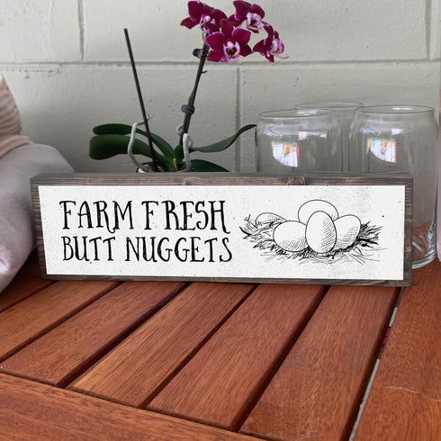 Chicken Wood Signs (Medium - Wood And Metal, Farm Fresh Butt Nuggets)...