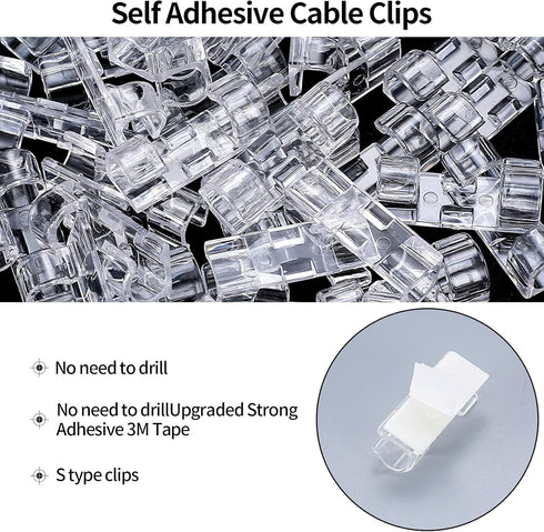 Adhesive Cable Clips, 120 Pcs Cable Management Clips, Clear Cable Organizer, Cord Holder, Wire Clips, Sticky Cable Wire Cord Clips Holder for Car ...