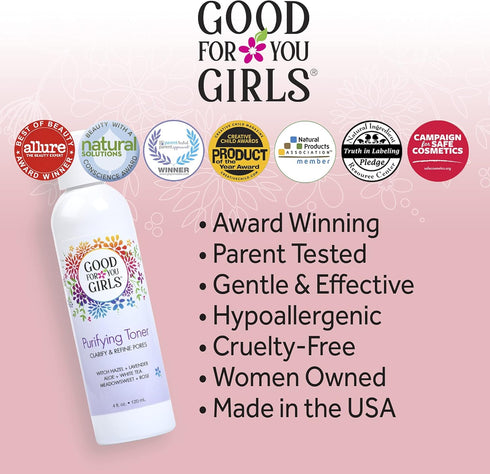 Good For You Girls Hydrating Toner for Face Contains Aloe, Witch Hazel, Meadowsweet, Chamomile, Rosewater, Witch Hazel Toner for Face, Alcohol Fre...