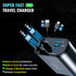 Retractable Car Charger 4 in 1 Fast Car Phone Charger - 66W with 2 Retractable Lightning Cords, USB-A & USB-C Ports to Rapidly Charge 4 Devices at...