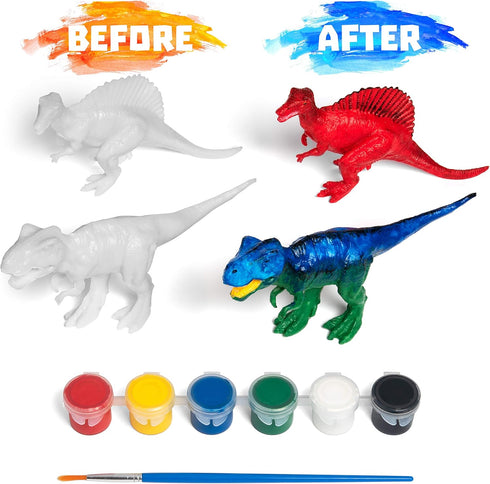 STEM.org Dinosaur Painting Kit for Kids with Dino Trivia-Dinosaur Crafts for Kids Ages 3-5 + w/ 2T-Rex Dinosaur Set - Screen Free, Educational Din...