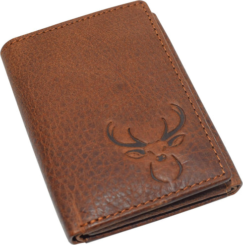MARSHAL Deer Men's RFID Blocking Real Leather Bifold Trifold Wallet (Trifold)...