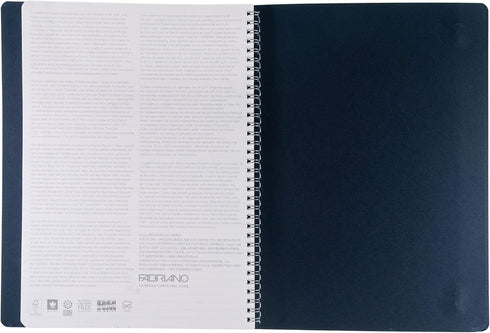 Fabriano Ecoqua Plus Hidden Spiral-Bound Notebook, 8.3" x 11.7", A4, Lined, Navy...