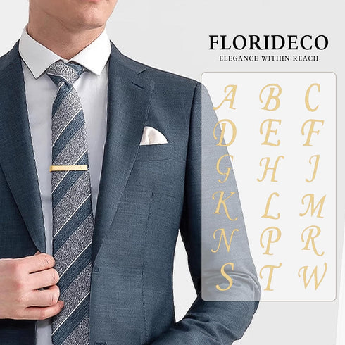 Florideco Cufflinks for Men Gold Initial Cufflinks Personalized Cuff Links and Tie Bar Letter Alphabet A-Z Gift with Box for Business Wedding Groo...
