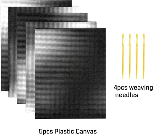 Pllieay 5 Pieces 7 Count Plastic Mesh Canvas Sheets for Embroidery, Acrylic Yarn Crafting, Knit and Crochet Projects (10.2 x 13.2 inch, Come with ...
