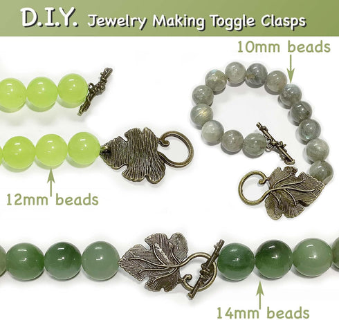 Brass Heavy Duty Jewelry Clasps Grape Leaves Clasp Toggle Findings Jewelry Making 16 Set...