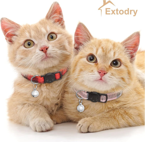 6 Pack Classic Plaid Cat Collars with Bells - Breakaway Kitten Collar and Adjustable 6-9 in,Cute Kitty Collar for Girl Boy Cats,Pet Gifts,Accessor...