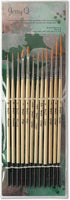 Jerry Q Art 12 Pcs Detail Paint Brushes, Golden Synthetic Hair, High Performance for Oil, Acrylic and Watercolor JQ-503...