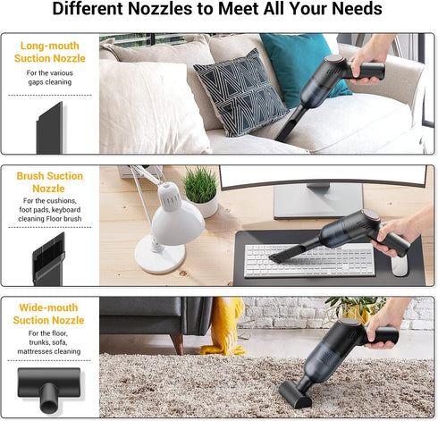 Handheld Vacuum Cleaner Cordless: Mini Rechargeable Hand Vacuum with Strong Suction, Wireless Portable Small Car Vacuum for Carpet Car - Black...