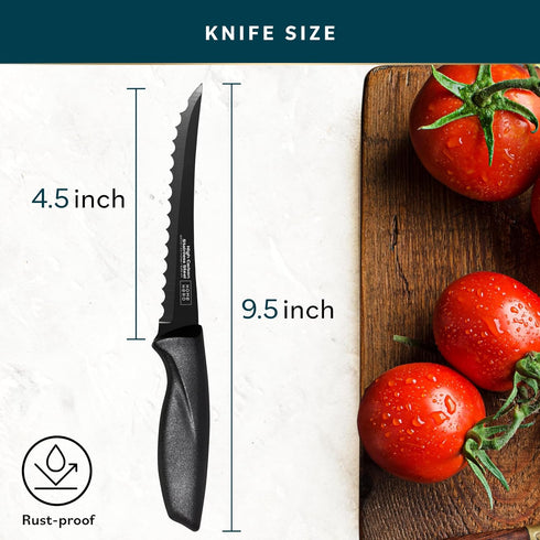 Home Hero 2 Pcs Tomato Knife with Sheath - High Carbon Stainless Steel Chopping Knife with Ergonomic Handle - Razor-Sharp Multi-Purpose Kitchen Kn...