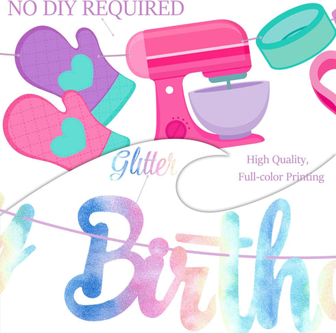 Baking Birthday Party Banner Little Bakers Birthday Decoration Macaron Party Banners Baking Birthday Party Decoration for Girls Cooking Baby Showe...