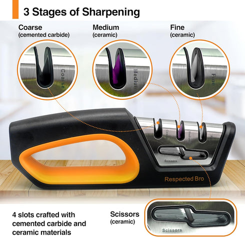 Premium-Ceramic-Knife-Sharpener - Versatile Kitchen Knife Sharpener Tool, Ideal for All Knives, Safe & Easy to Use...