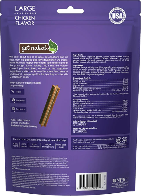 Get Naked Grain Free 1 Pouch 6.6 Oz Digestive Health Dental Chew Sticks, Large...