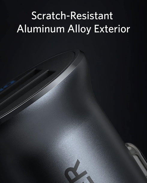 Anker 320 Car Charger (24W II), Mini Aluminum Alloy Dual USB with Blue LED for iPhone15 14 13 12 Series, iPad Pro/Air 2/Mini, Galaxy and More - No...