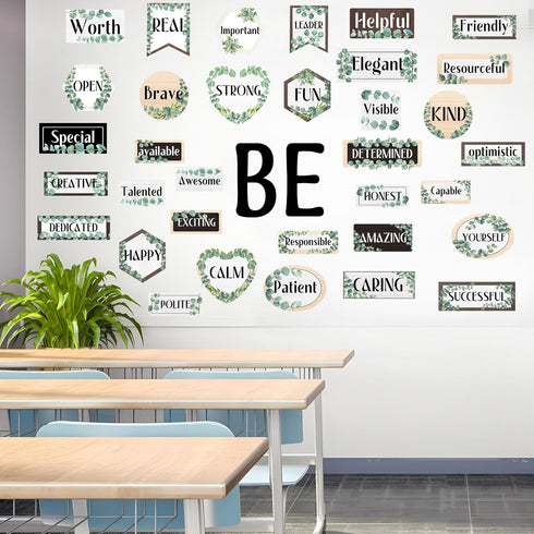 36 Pcs Eucalyptus Affirmations Station Bulletin Decoration Classroom Inspirational Bulletin Board Set Greenery Positive Accent Cutouts Poster for ...