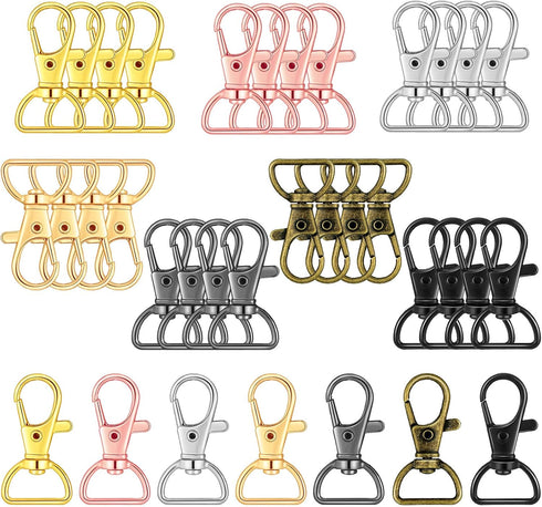 Hotop 35 Pieces Swivel Clasps Lanyard Snap Hooks Keychain Clip Hook Metal Lobster Claw Clasp with D Rings for Keychain Purse Hardware Sewing Craft...