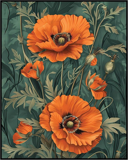 Posterizer 1 pcs-pretty red orange flowers in the wild-Floral & Botanical Art-Abstract & Modern Art-Decor for Home & Office- UNFRAMED Wall Art...