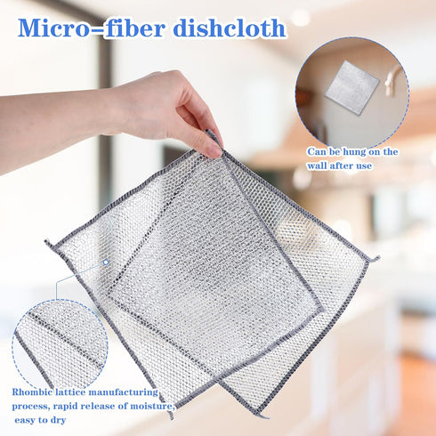 10Pcs Wire Dishwashing Cloths Non-Scratch Wire Dishwashing Rags for Wet and Dry, Lint Free Kitchen Cleaning Wire Dish Towels for Scrubbing and Cle...