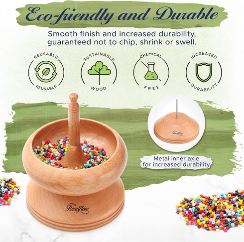 BEADFLOW Beadflow Bead Spinner Bracelet Making Kit – Beads for Bracelet Making with Premium Wooden Bowl – Includes 4 Curved Needles,...