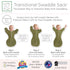 SwaddleDesigns Transitional Swaddle Sack, Arms Up Half-Length Sleeves & Mitten Cuffs, Swaddle for Newborn Transition to Baby Sleep Sack Wearable B...