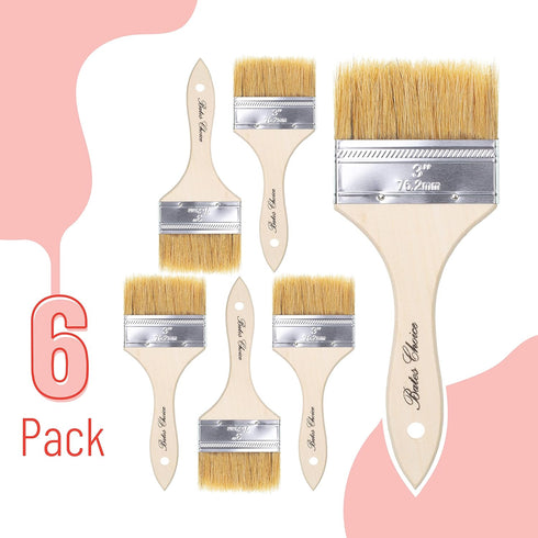 Bates- Chip Paint Brushes, 3 Inch, 6 Pack, Chip Brush, Brushes for Painting, Paint Brushes, Stain Brushes for Wood, Natural Bristle Paint Brush, 3...