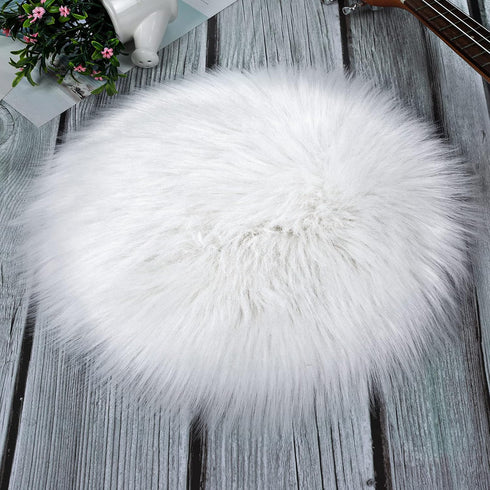 Molain Faux Fur Chair Pad Faux Fur Rugs 12 inch Square Cover Seat Fuzzy Cushion Carpet Mat Soft Fluffy Area Rug Couch for Living Bedroom Sofa, Pho...
