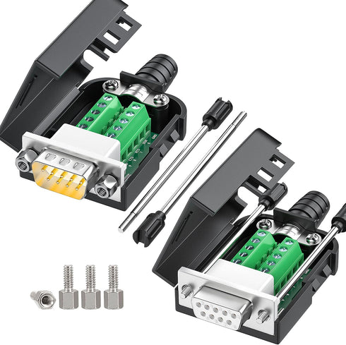 2Packs DB9 Serial Adapters No Soldering Needed. D-SUB 9-pin RS232 RS485 Adapter to Terminal Connector Signal Module with Bolts Nuts and Screwdrive...